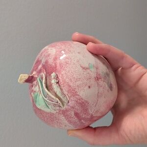 💙4/20 Ceramic Art Apple With A Worm